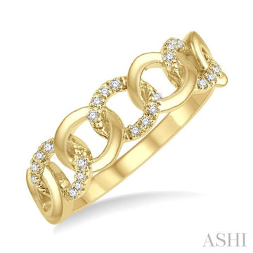 1/10 ctw Curb & Cuban Round Cut Diamond Fashion Band in 14K Yellow Gold